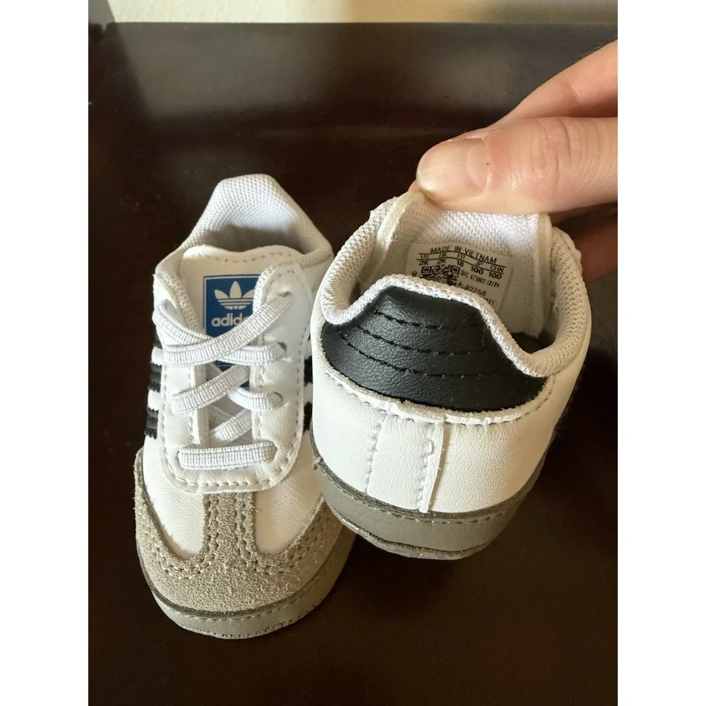 Adidas Originals Samba Crib Toddler Shoes US 2K White & Black - New